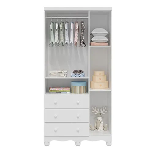 Guarda-Roupa Infantil Uli 3 Portas 3 Gavetas Branco/Branco